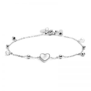 MARLU' Bracciale cuore madreperla con pendenti ematite e cristalli pvd acciaio