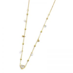 MARLU' Collana cuore madreperla pendente ematite e cristalli pvd oro
