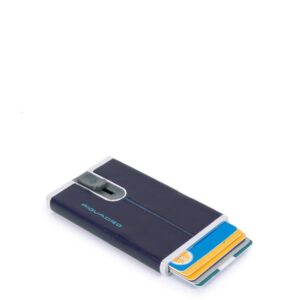 PIQUADRO Porta carte di credito pelle, meccanismo in metallo Blue Square