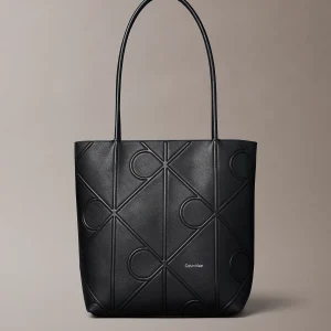 CALVIN KLEIN Borsa tote piccola con logo monogramma stampato all-over