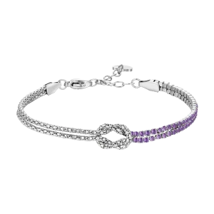 LUCA BARRA Bracciale donna in acciaio con nodo e zirconi viola