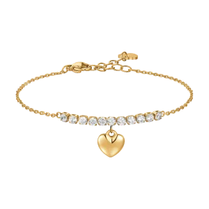 LUCA BARRA Bracciale donna in acciaio IP gold con cuore e zirconi bianchi