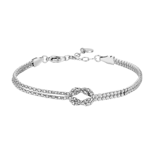 LUCA BARRA Bracciale uomo in acciaio con nodo e zirconi bianchi