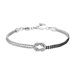 LUCA BARRA Bracciale uomo in acciaio con nodo e zirconi neri