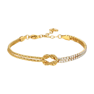 LUCA BARRA Bracciale donna in acciaio IP gold con nodo e zirconi bianchi