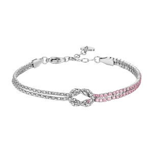 LUCA BARRA Bracciale donna in acciaio con nodo e zirconi rosa