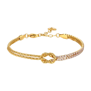 LUCA BARRA Bracciale donna in acciaio IP gold con nodo e zirconi rosa
