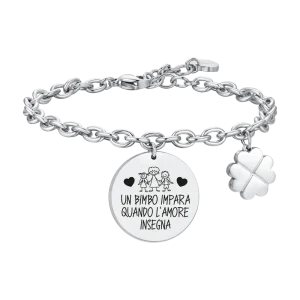 LUCA BARRA Bracciale donna in acciaio un bimbo impara quando l'amore insegna