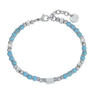 LUCA BARRA Bracciale uomo in acciaio con pietre turchesi