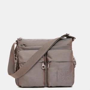 MANDARINA DUCK MD20 Borsa a tracolla grande espandibile color taupe