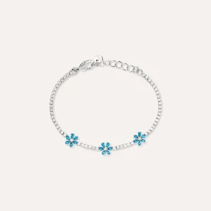 STROILI Bracciale Fiore donna in ottone rodiato e cristalli azzurri