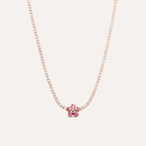 STROILI Collana Fiore in ottone rosato e cristalli rosa
