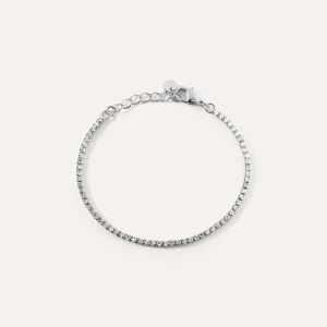 STROILI  Bracciale tennis in metallo rodiato e cristalli