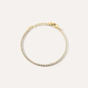 STROILI  Bracciale tennis in metallo dorato e cristalli