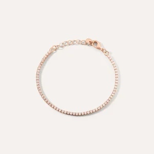 STROILI  Bracciale tennis in metallo rosato e cristalli