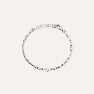 STROILI  Bracciale tennis in metallo rodiato e cristalli