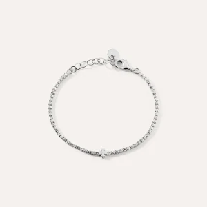STROILI  Bracciale tennis in metallo rodiato e cristalli
