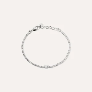 STROILI  Bracciale tennis in metallo rodiato e cristalli